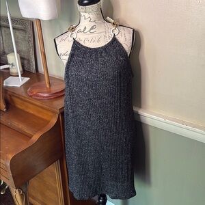 Stylish Knit Marbled Grey Halter Dress Made in New York NWT